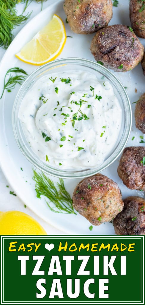 Once all ingredients are combined and blended in a food processor to a creamy texture, your Greek tzatziki sauce is ready to be used as a sauce or dip in your future Mediterranean or Greek recipes.