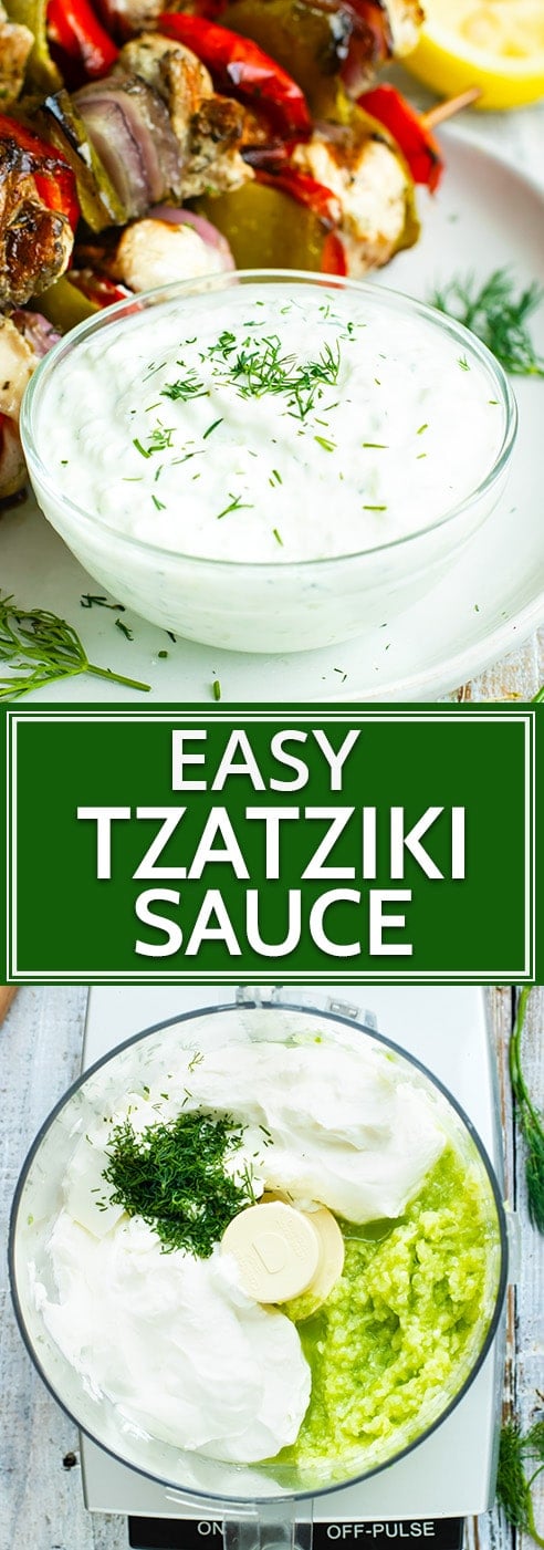 This Tzatziki Sauce recipe is super easy to make and tastes just as good as the kind served at your favorite Greek restaurant! It's a great gluten-free, low-carb, and ketogenic recipe that tastes great served with shish kabobs or falafel!