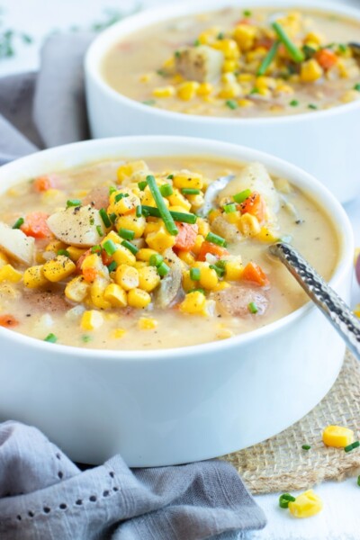 Instant Pot Potato Corn Chowder | Vegan