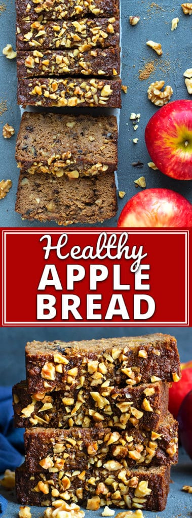 Enjoy all of the flavors of apple and cinnamon spice in this moist and Healthy Apple Bread recipe!  You will learn how to make apple bread that is quick, easy, gluten-free, grain-free, dairy-free, Paleo, refined sugar-free and can easily be made vegetarian and vegan!
