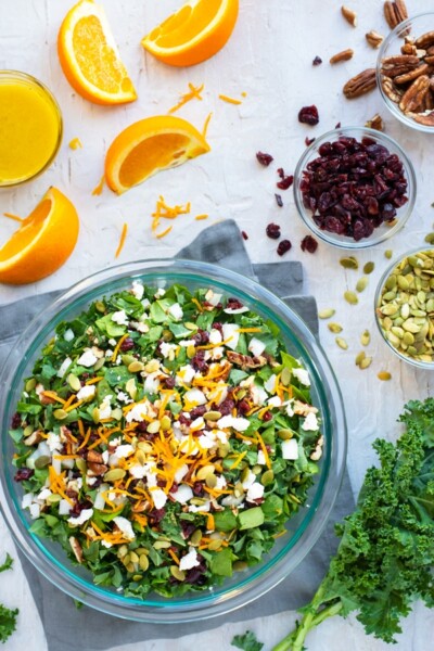 Chopped Kale Salad with Cranberries - Evolving Table