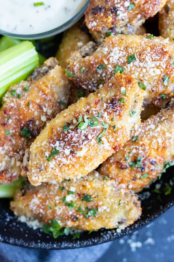 Crispy Parmesan Garlic Chicken Wings Recipe Evolving Table