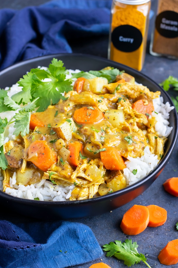 Quick, easy, and gluten-free chicken curry recipe that was made in an electric pressure cooker.