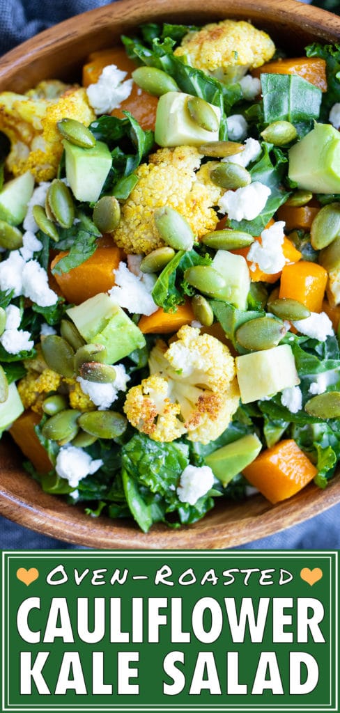 Roasted Cauliflower Kale Salad Recipe | Roasted Vegetable Salad | Health, Winter, Lunch