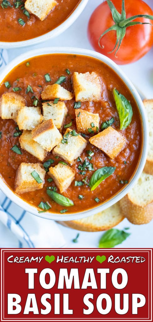 Roasted Tomato Basil Soup Recipe | Vegan, Whole30, Paleo | Healthy Homemade Tomato Soup