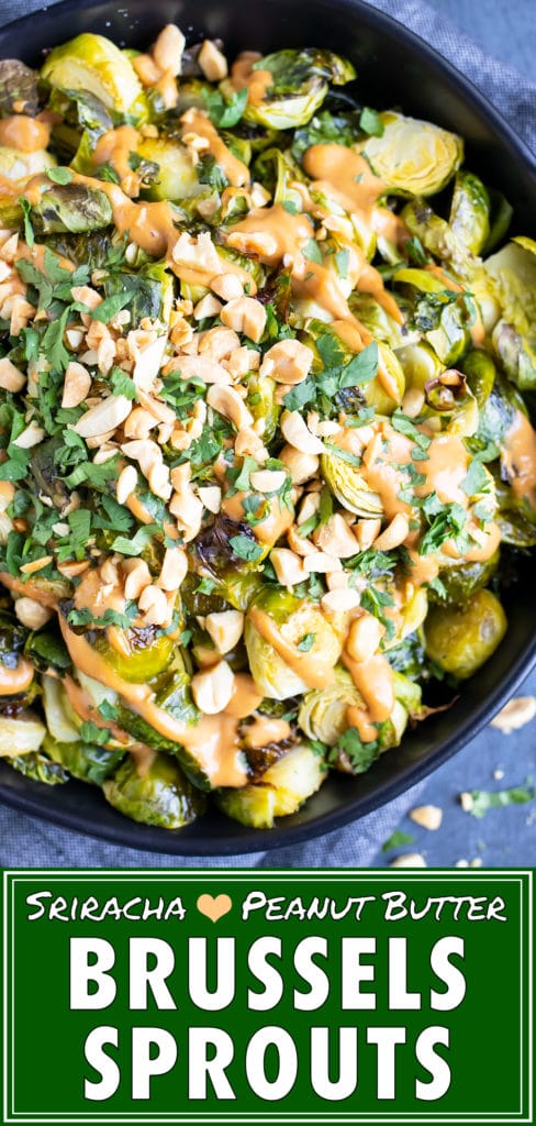 Peanut Butter Sriracha Roasted Brussels Sprouts | Shredded Brussels Sprouts Recipe