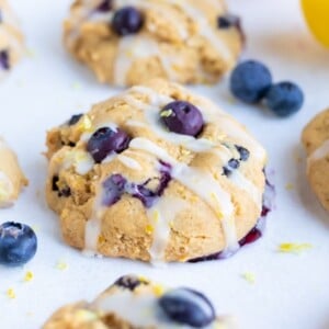 Soft lemon cookies loaded with blueberries are a lovely Easter dessert.