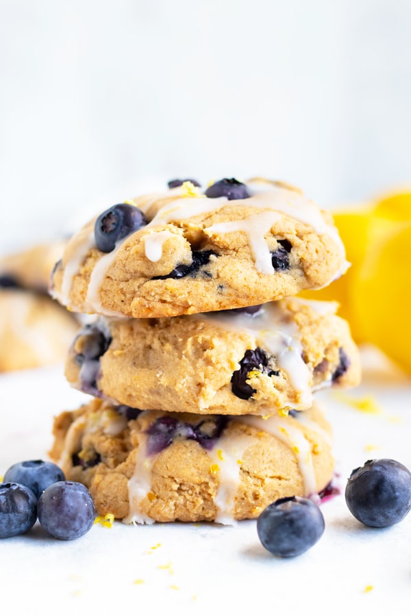 A stack of gluten free blueberry cookies is a stack spring goodness.