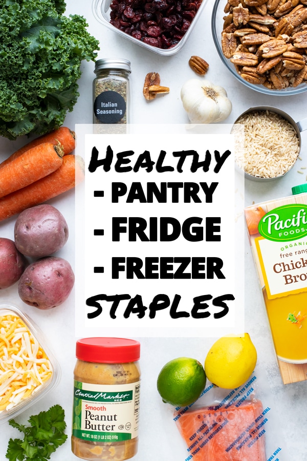 A pantry, refrigerator, and freezer stock-up list in case of an emergency.