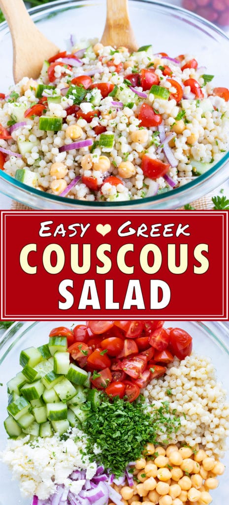 Mediterranean Couscous Salad with Tomatoes & Feta | Easy, Cold Greek Summer Salad