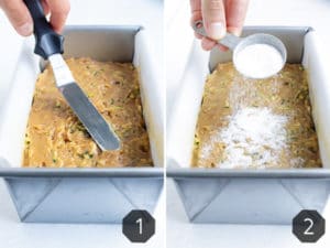 How to make a loaf of Lemon Zucchini Bread in a 9 x 5 pan.
