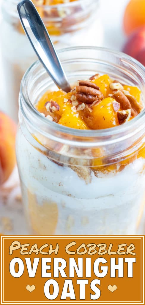 Peach Cobbler Overnight Oats | Healthy & Easy Peach Pie Oatmeal Recipe