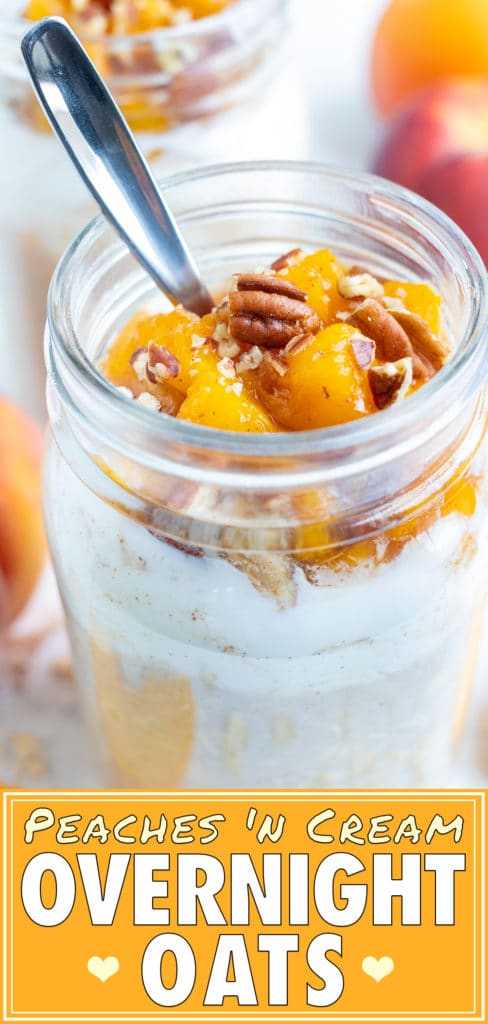 Peach Cobbler Overnight Oats | Healthy & Easy Peach Pie Oatmeal Recipe