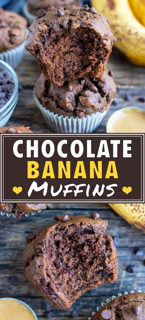 Made with mashed bananas, peanut butter, and chocolate chips, these muffins are kid friendly and easy to prepare.