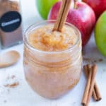 Ground cinnamon or apple pie spice is added to this homemade applesauce recipe.