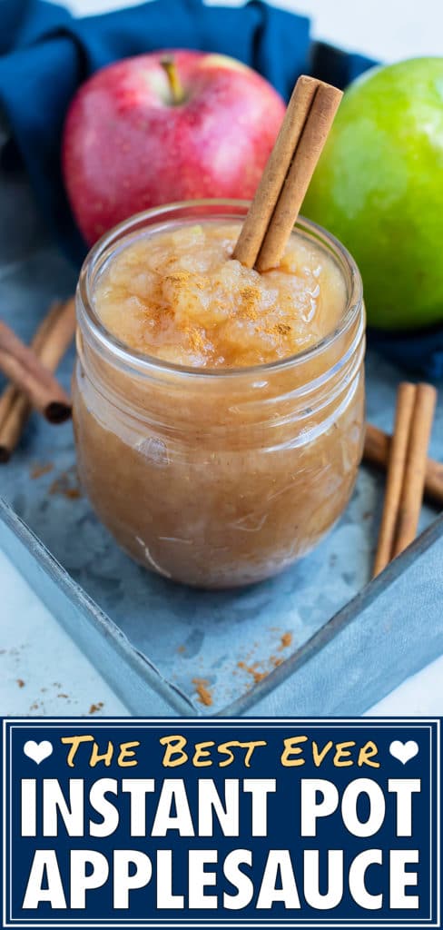 The best homemade applesauce made in an instant pot and stored in an airtight container.