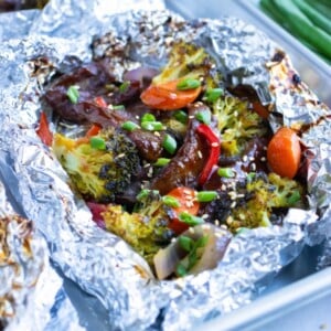 Beef teriyaki recipe is made in a foil packet on the grill or in the oven.