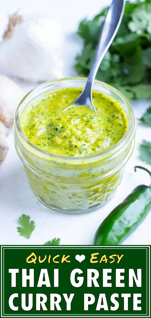 Spicy Thai green curry paste recipe is easy to make and store for later use.