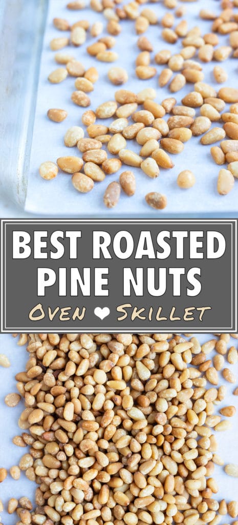 Pine nuts are roasted in the oven for a buttery, crunchy addition to your salad.