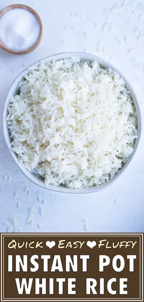 Long grain white rice is cooked in an instant pot for an easy and fluffy rice recipe.