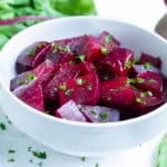 Cubed baked beets are a sweet and savory side dish for your next meal.