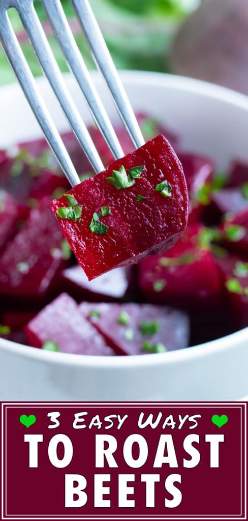 Roasted beets are cubed and served as a side dish.