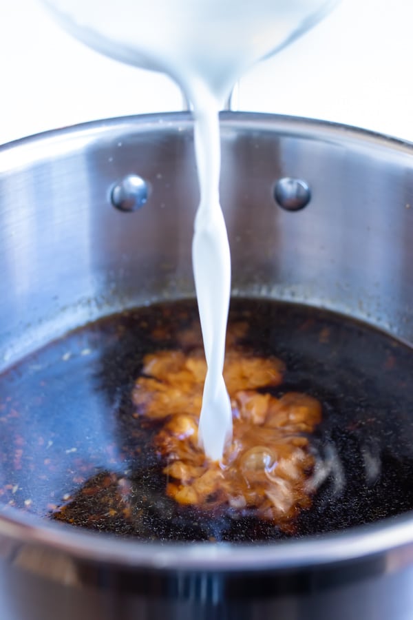 Cornstarch and water mixture is added to this homemade teriyaki sauce.