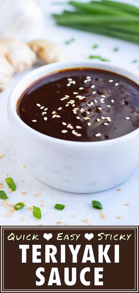 Sweetened with honey, this homemade teriyaki sauce in a bowl is a sweet and sticky marinade.