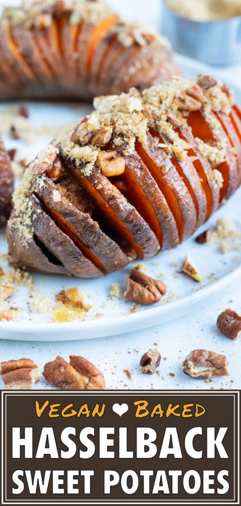 Baked hasselback sweet potatoes have all the flavors of your favorite Thanksgiving casserole.