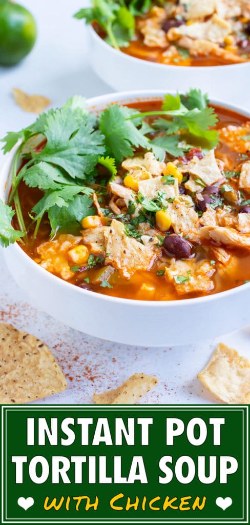Mexican chicken tortilla is served in a bowl for a healthy dinner option.