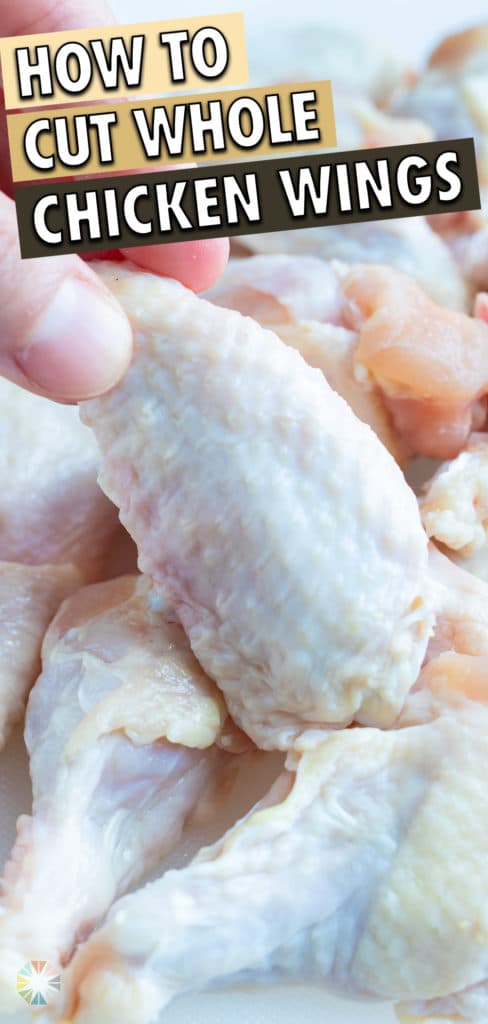 Whole chicken wings are shown before being cut into pieces.