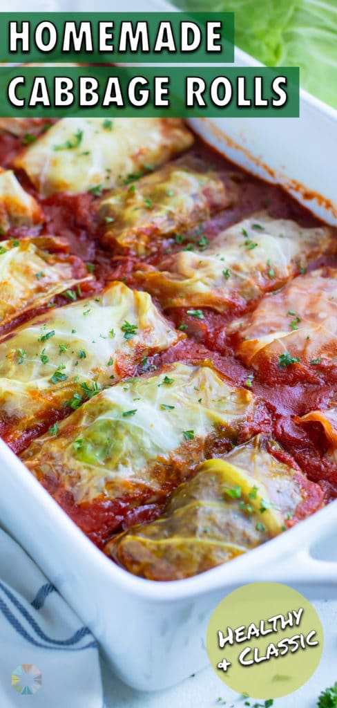 A pan of cabbage rolls are served for a low-carb dinner.