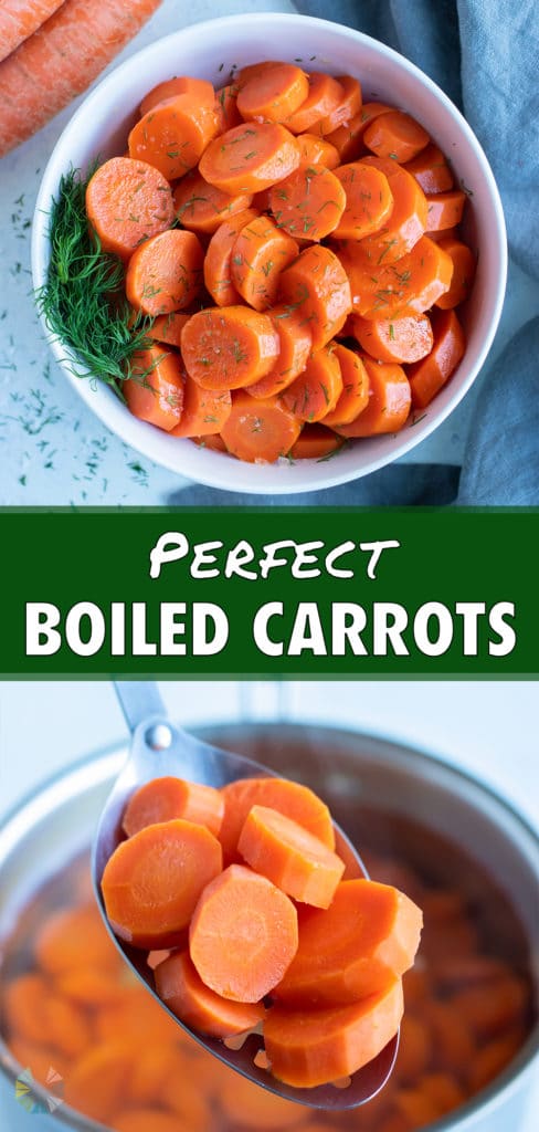 Sliced and seasoned boiled carrots are served in a white bowl.