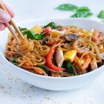Japchae - Korean Glass Noodles Stir-Fry - Evolving Table