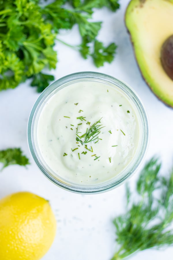 Avocado Ranch Dressing is used for a low-carb dip or sauce.