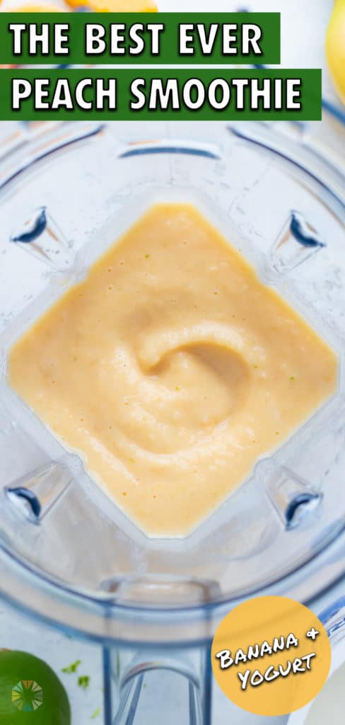Peach smoothie is made in a blender in just 5 minutes.