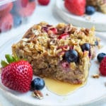 Berries are served with this healthy baked oatmeal.