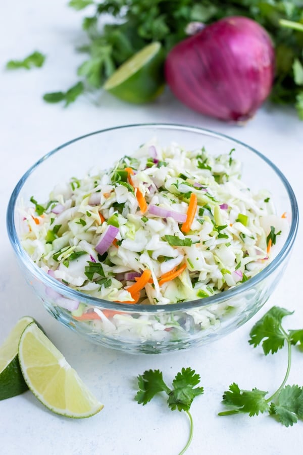 Fast 5-Minute Fish Taco Slaw Recipe - Evolving Table