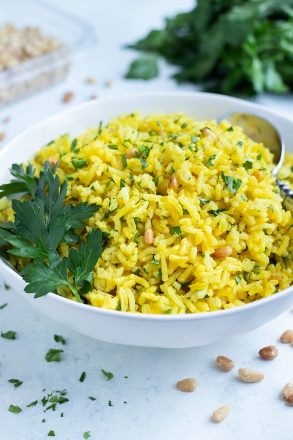 Mediterranean Yellow Rice Recipe - Evolving Table