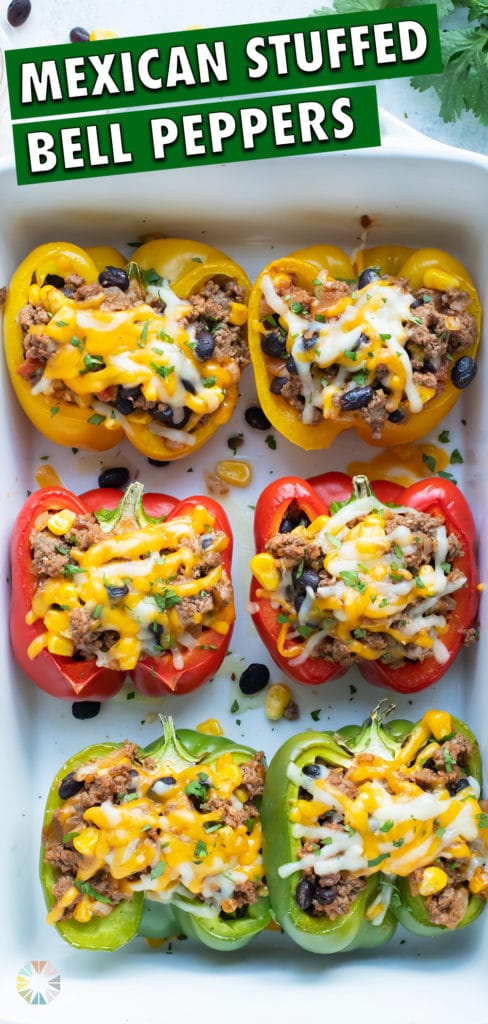 The baked bell peppers are served for a low-carb recipe.