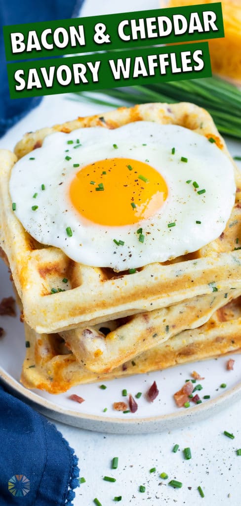 Cheddar and bacon waffles are enjoyed for a gluten-free breakfast.