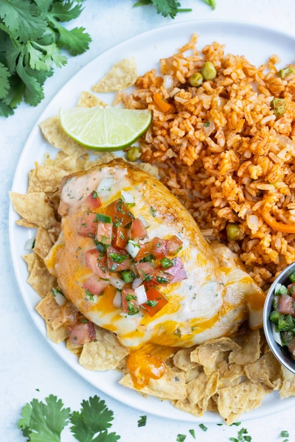 Applebees copycat Fiesta Lime chicken is served on a plate for dinner.