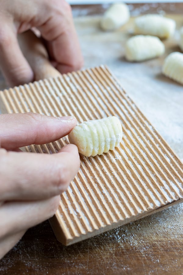 Gnocchi is made using a gnocchi board.