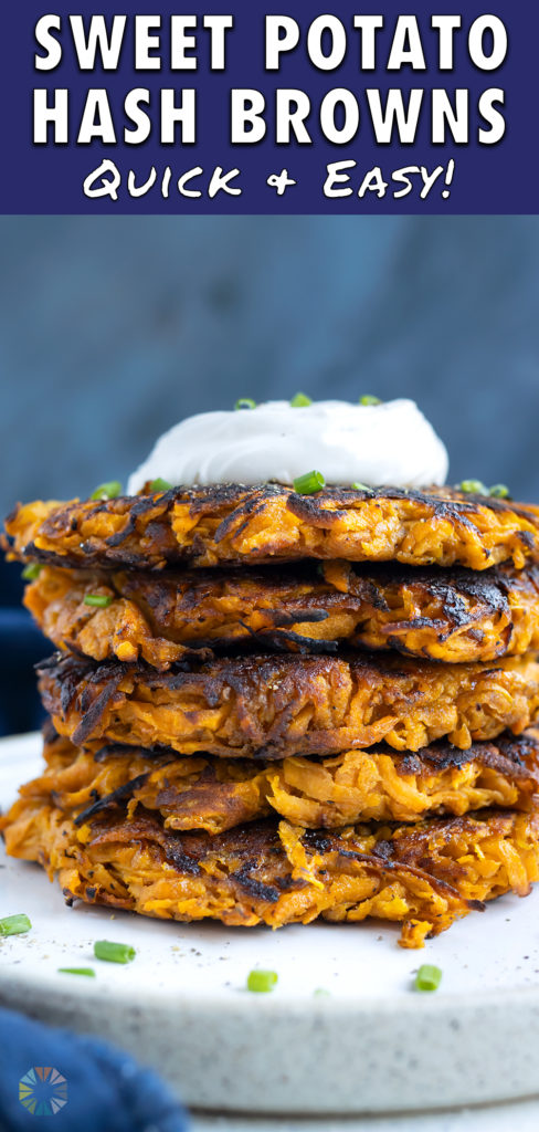 Sweet potato hash browns are served for a brunch side dish.