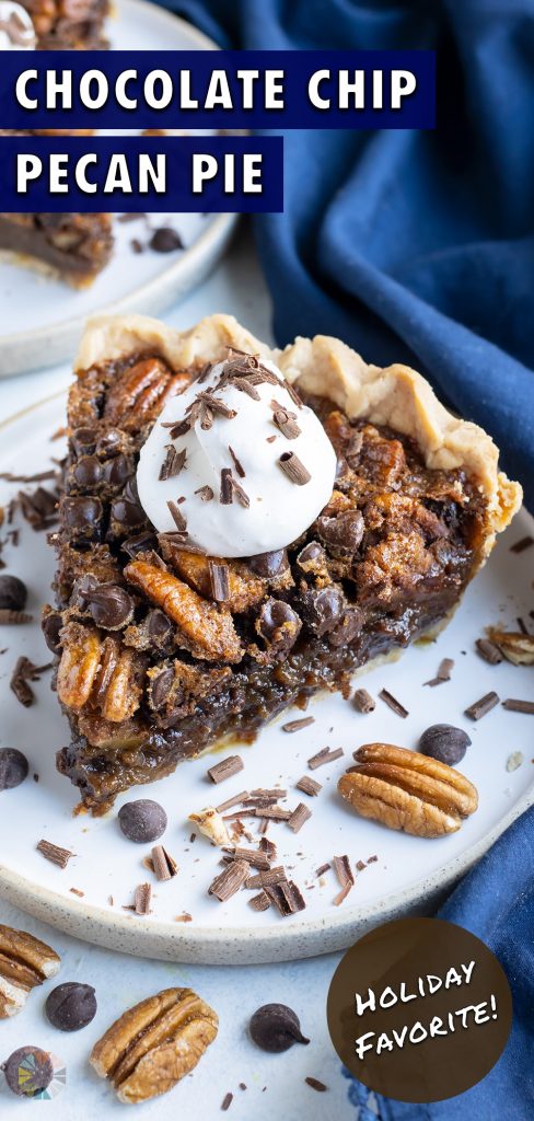 Two slices of chocolate chip pecan pie are served for a gluten-free dessert.