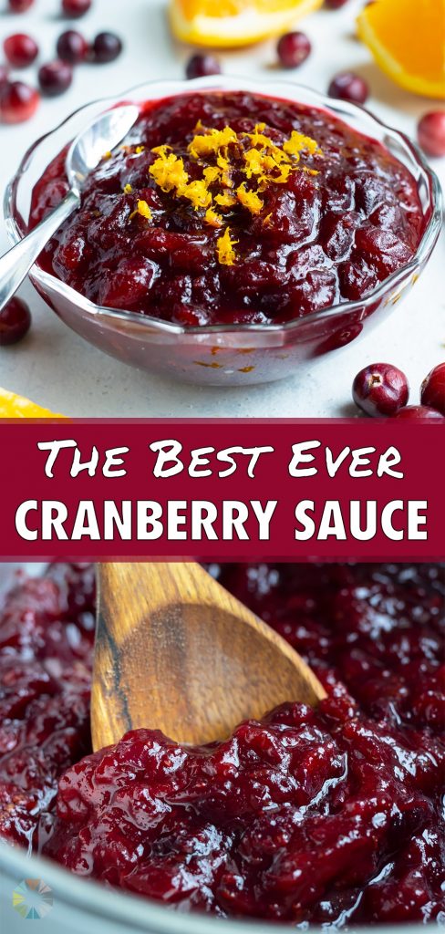 A glass bowl is used to hold thick cranberry orange sauce.