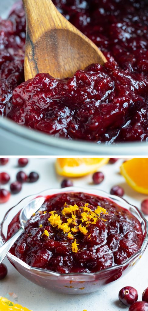 Fresh cranberry sauce is made on the stove.