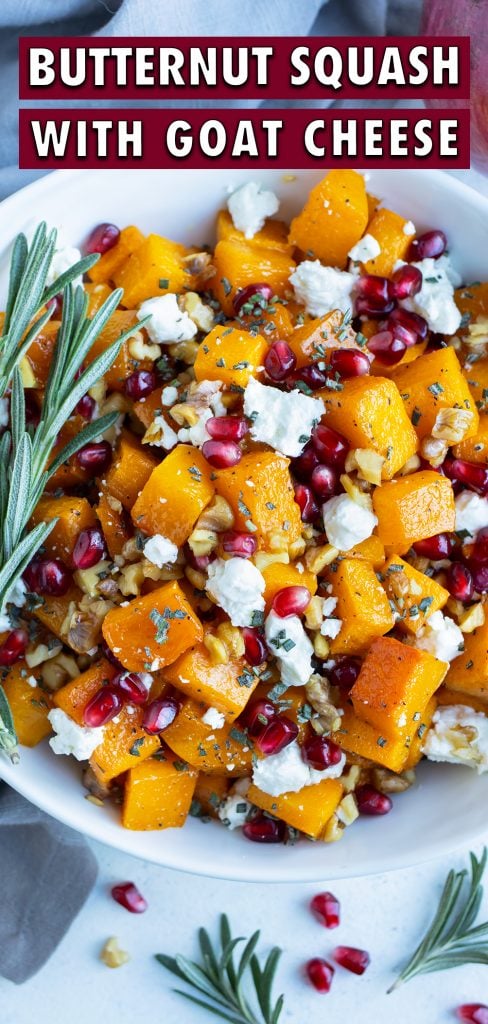 Goat cheese and butternut squash is served in this fall recipe.