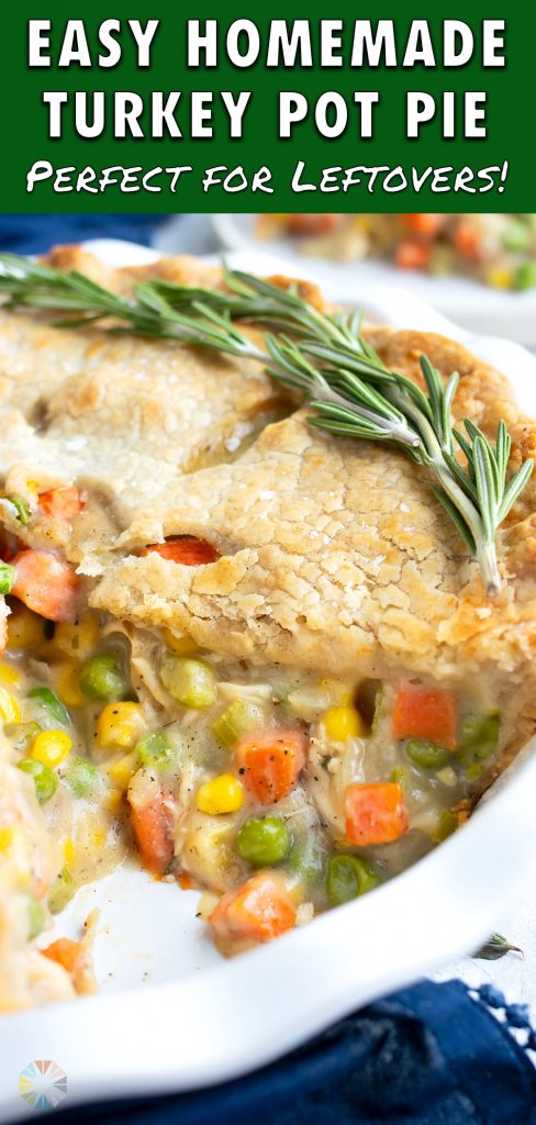 A whole pot pie is shown with a serving taken out on a plate.