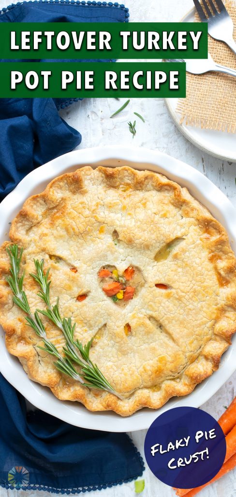 A whole turkey pot pie is shown for a healthy dinner.